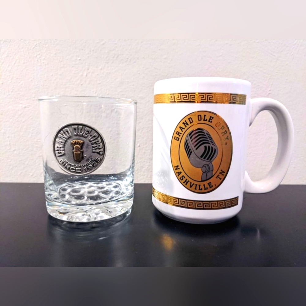 Grand Ole Opry Coffee Cup and Rocks Glass